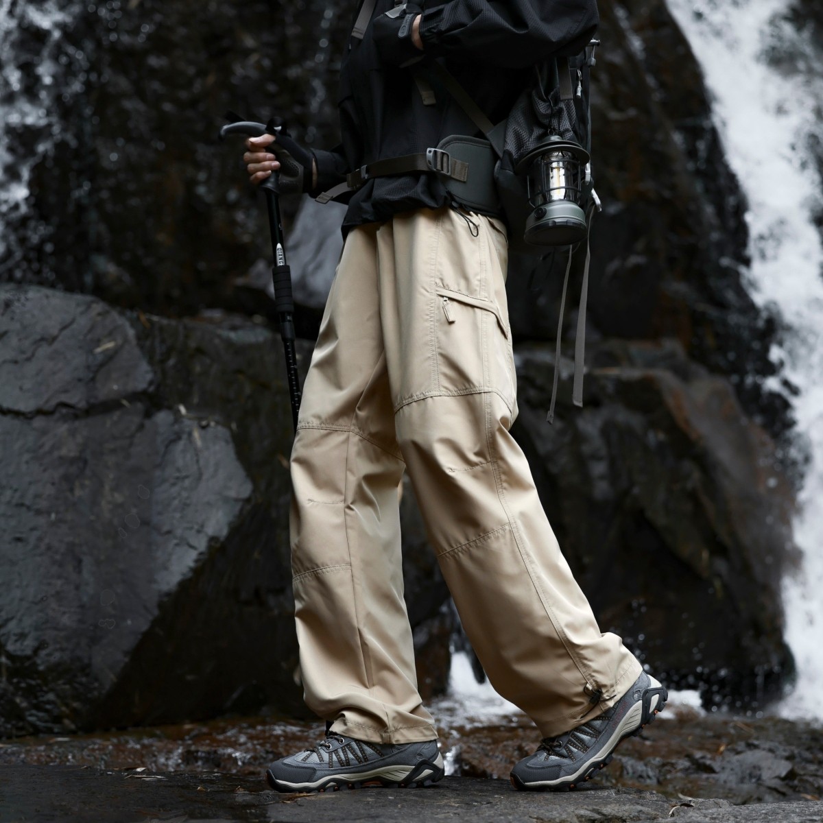 户外登山防水冲锋裤男款秋季直筒宽松美式工装裤运动休闲男生裤子