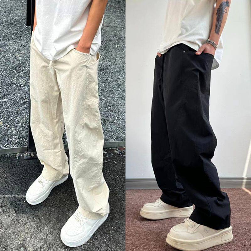 2025夏季美式高街阔腿微喇直筒运动休闲裤男宽松轻奢哈伦卫裤潮牌