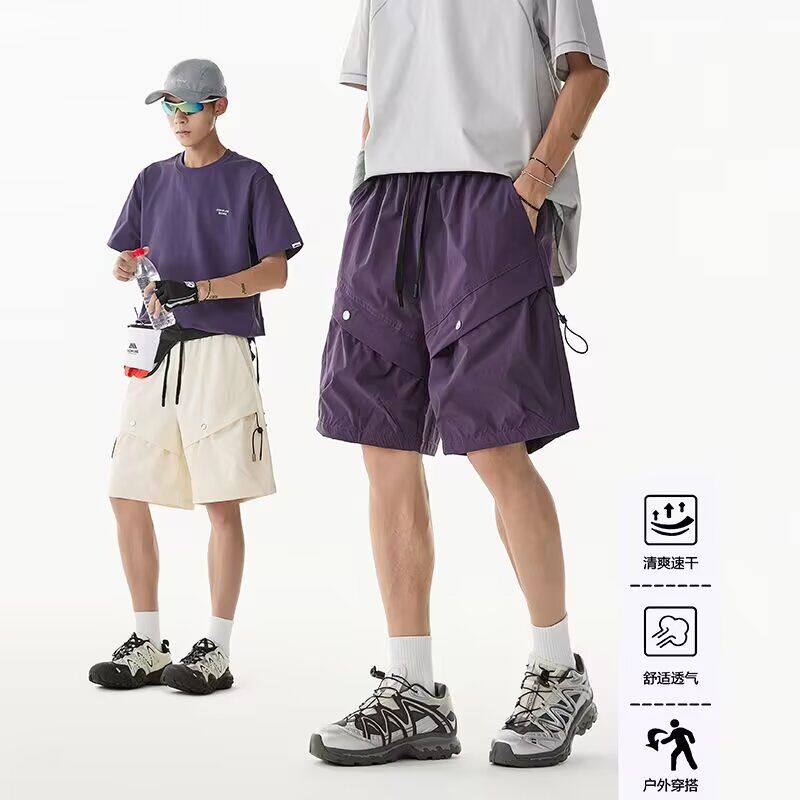夏季新款美式短裤男潮牌薄款港风潮小众宽松大码运动休闲五分裤子