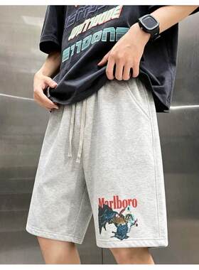 冰丝速干短裤男五分裤潮牌休闲网红沙滩裤社会精神小伙半截裤中裤