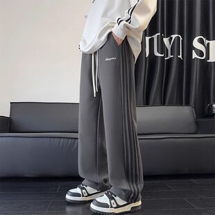 春季美式阔腿卫裤男初中高中学生潮牌休闲运动长裤青少年直筒裤子