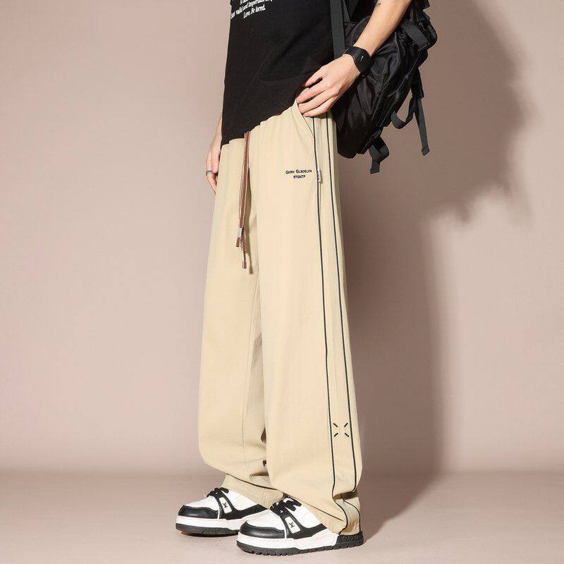 美式休闲裤子男款潮流百搭宽松垂感阔腿帅气直筒运动裤港风春夏季