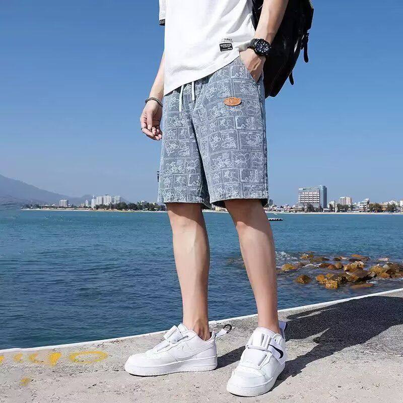 夏季做旧水洗复古美式牛仔短裤男士潮牌五分裤痞帅5分裤休闲中裤