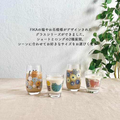 日本正版DECOLE玻璃杯FIKA猫猫
