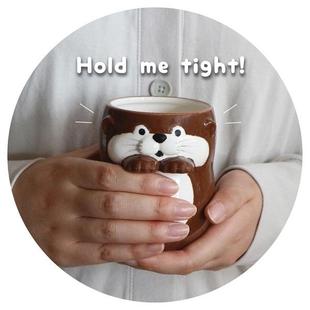 小手握茶杯日本DECOLE陶瓷海獭日式创意趣味设计礼物KawausoCafe