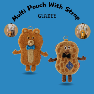 日本GLADEE毛毛熊多功能收纳包手机袋相机包日本原创幽默设计礼物