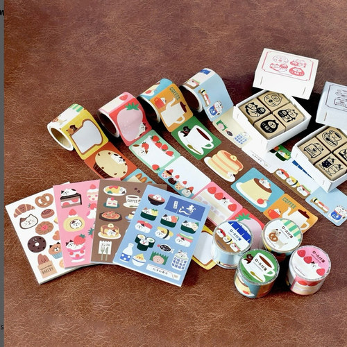 concombre和纸胶带贴纸便签猫