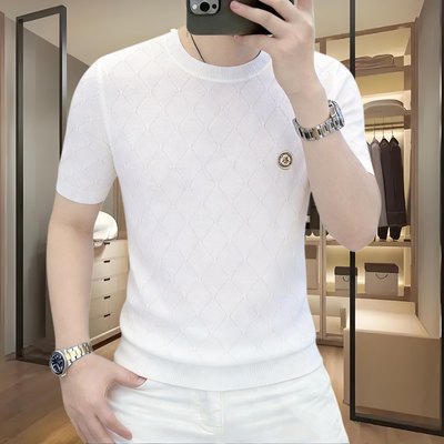 欧洲站春夏季男士短袖针织毛衣