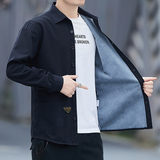 加绒长袖衬衫男冬季休闲时尚翻领工装百搭衬衣长期款加绒H6007，男装衬衫，星座222