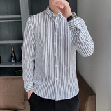 衬衫男长袖2024春秋韩版潮流时尚休闲百搭外套帅气打底条纹衬衣潮，男装衬衫，星座222