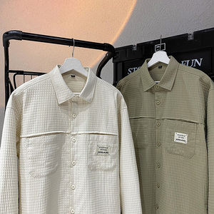XZ222-3简约复古灯芯绒长袖衬衫男春秋季外套潮牌痞帅日系上衣服图片