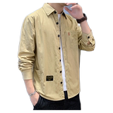 春秋季新款纯色衬衫男长袖工装时尚潮流衬衣休闲外套6007-P35，男装衬衫，星座222