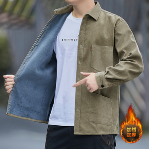 2024冬装新灯芯绒长袖宽松衬衫男装冬季休闲衬衣外套H6022-P45，男装衬衫，星座222