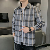 2024秋冬新款长袖青年学生格子衬衫衬衣男222-3p28，男装衬衫，星座222