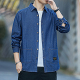 2022外套男士100纯棉牛仔衣长袖衬衫新款潮流帅气港风休闲，男装衬衫，星座222