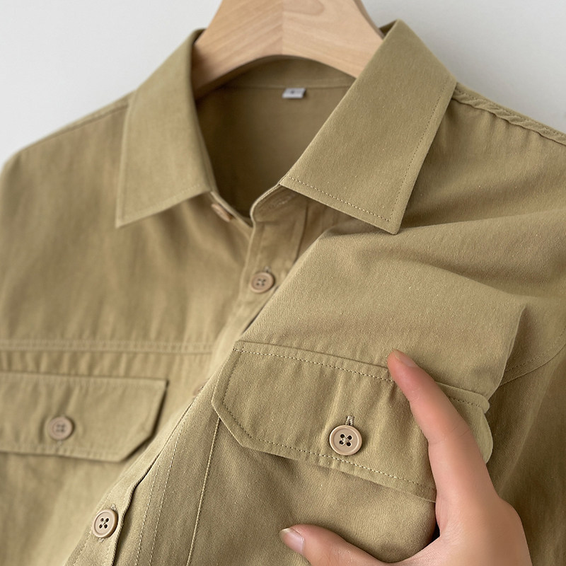 工装男百搭日系宽松纯棉长袖上衣潮流帅气秋款工装衬衣薄款外套,男装衬衫,星座222