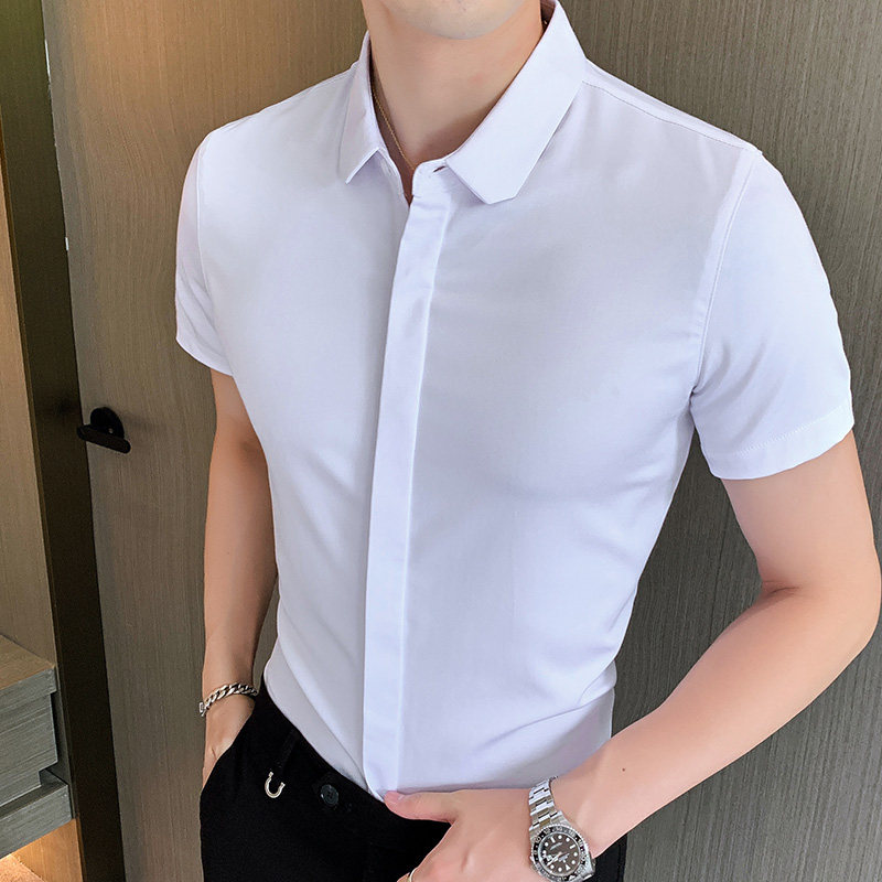 2024夏季新款短袖衬衫男冰丝纯色短袖衬衣222-3-5005p50,男装衬衫,星座222