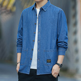 2022外套男士100纯棉牛仔衣长袖衬衫新款潮流帅气港风休闲，男装衬衫，星座222
