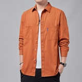 2024新款春秋季纯色纯棉长袖休闲抖音高品质工装衬衫男，男装衬衫，星座222