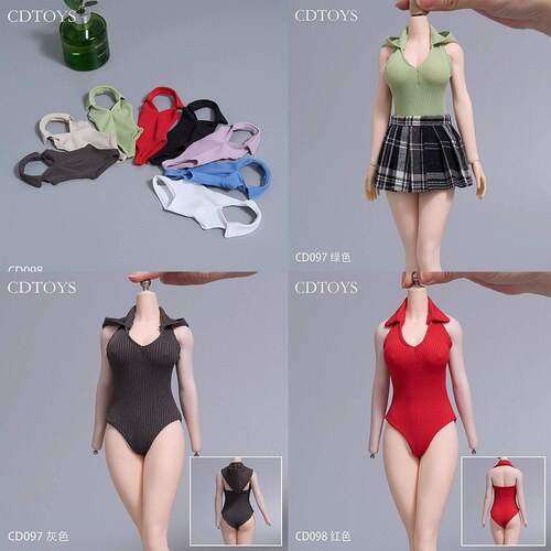 现货cdtoys cd097 cd098 1/6女兵人服饰辣妹背心打底连体衣裤模型
