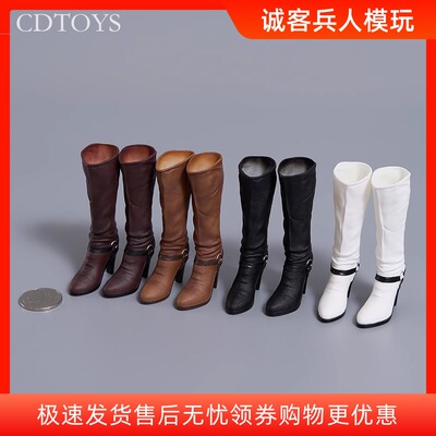 现货cdtoys CD080 1/6女兵人实心高跟鞋中筒靴子模型适合拆脚素体