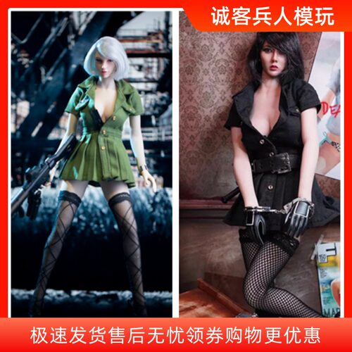 连衣裙套装绿色制服女兵人现货