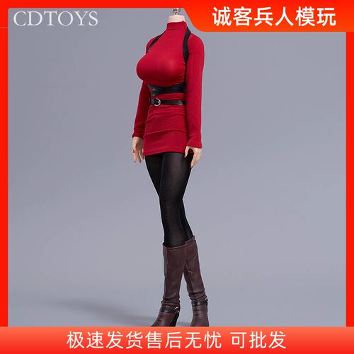 现货cdtoys cd082 1/6 女兵人 实心鞋紧身连衣裙 风衣 套装