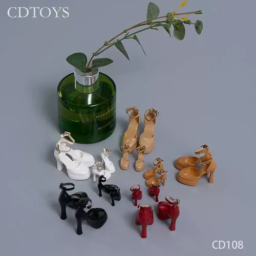 现货cdtoys cd108 1/6 1/12 女兵人一字扣中空防水台高跟鞋