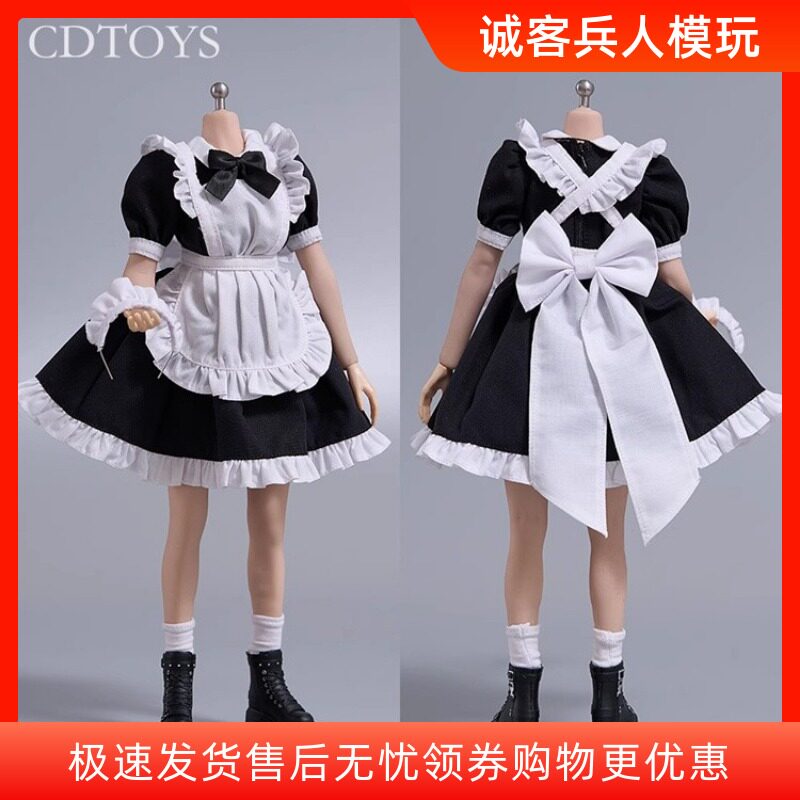 现货 CDTOYS CD083 1/6 女兵人黑白色女仆洛丽塔可爱连衣裙