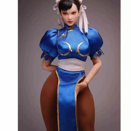现货1/6 女兵人服饰春丽衣服 12寸女兵人街头霸王女格斗家旗袍