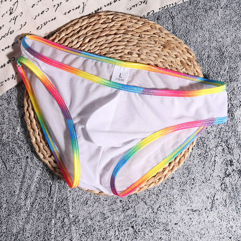 网将男士超薄网纱性感彩虹边无痕低腰三角裤男夏季透明丝滑男内裤,女士内衣/男士内衣/家居服,男三角内裤,淘宝优惠券,粉丝福利购,淘宝优惠卷