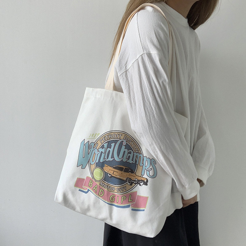 包2025新款潮女包帆布包女单肩日系可爱学生上课装书帆布袋ins