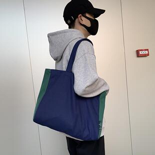 2026新款时尚帆布包女大容量单肩包休闲百搭学生上课通勤托特包男
