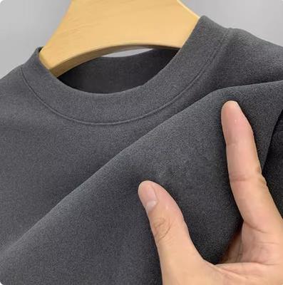 长袖t恤双面德绒打底衫男秋冬保暖内衣初中生加绒加厚卫衣圆领长T