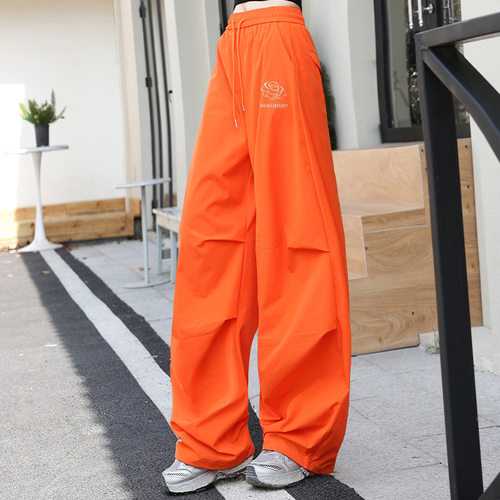 广场舞运动裤女夏季薄款2026新款高腰阔腿伞兵裤休闲跳舞裤弯刀裤