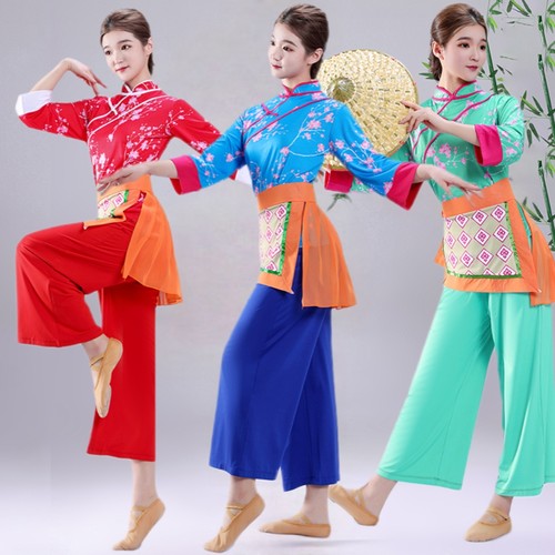 舞蹈服女广场舞秧歌服村姑采茶服