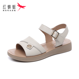 红蜻蜓女鞋夏季2026新妈妈平底鞋软底凉鞋舒适软底轻便中老年