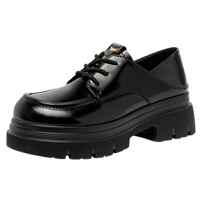 红蜻蜓2026新款春季亮面厚底真皮