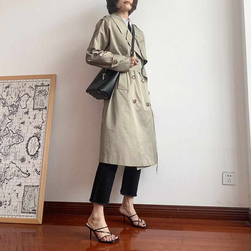 灰驼色大气廓形风衣女2020秋款新品英伦风chic韩版过膝中长款外套