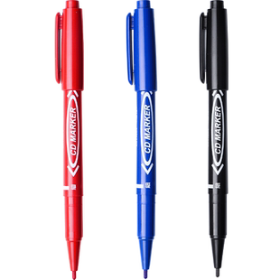 油性小头双头记号笔小学生美术专用勾线笔描边粗细头两头黑色油墨儿童幼儿园一年级画画绘画勾边线钩线画线沟