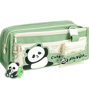 熊猫笔袋小学生用高颜值儿童文具盒女孩款2026超火新款大容量铅笔盒男孩初中女生多层卡通可爱帆布文具袋男生