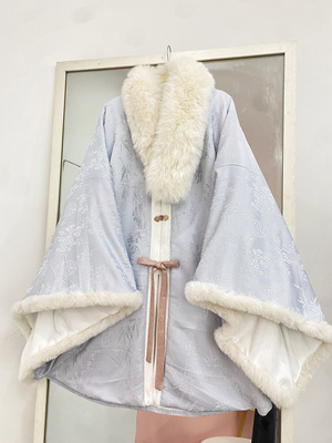 【重雪】提花加绒保暖明制大放量对襟圆领大袖圈金毛绒绒昭君袄