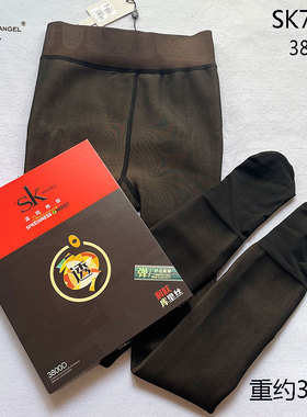 SK7128黑透肤加绒加厚连裤袜 3800D秋冬保暖高腰美腿假透肉打底裤