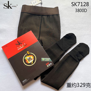 3800D秋冬保暖高腰美腿假透肉打底裤 SK7128黑透肤加绒加厚连裤 袜
