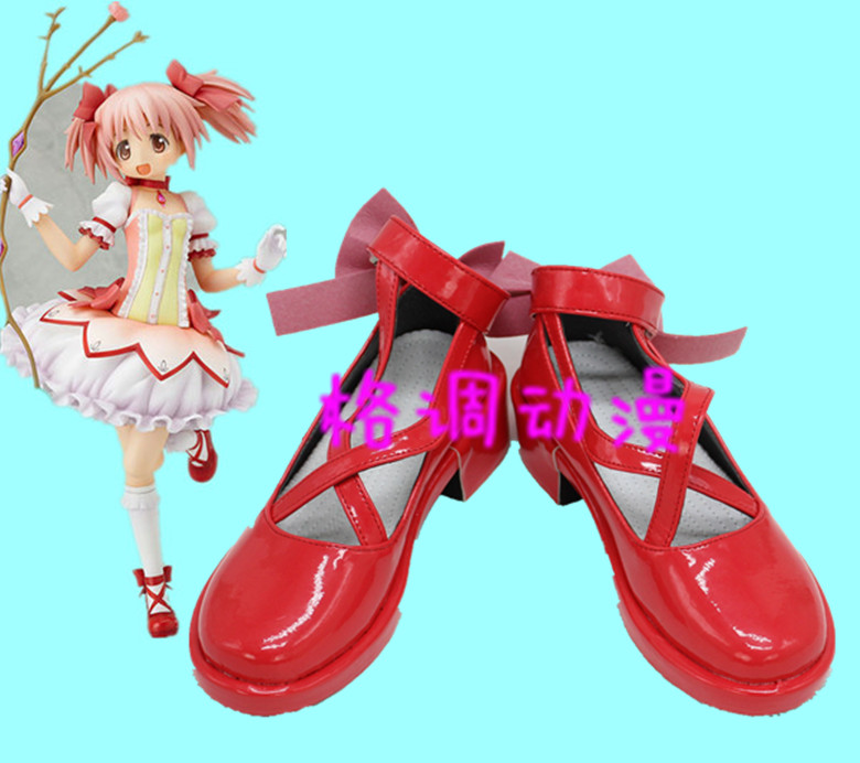 C0697魔法少女小圆 鹿目圆香 COSPLAY鞋子COS鞋动漫鞋带图定做