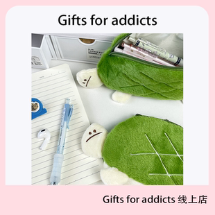 Gifts 绿乌龟零钱包文具笔袋卡通海龟毛绒收纳包学生 for addicts