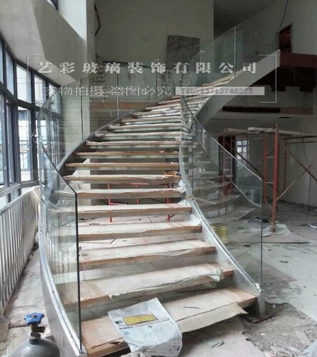 异形玻璃楼梯扶手护栏定制热弯