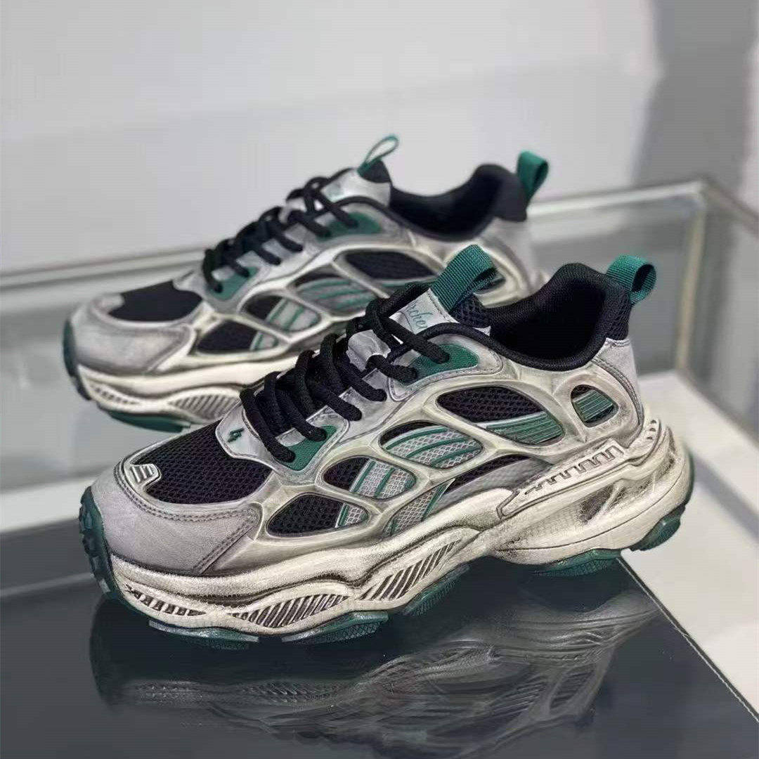 老爹鞋男2026春新款厚底增高运动鞋网面透气休闲男鞋圆头系带减震,流行男鞋,老爹鞋,淘宝优惠券,粉丝福利购,淘宝优惠卷