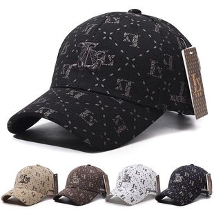 L家秋季满印加厚菠萝布刺绣字母棒球帽遮阳百搭情侣鸭舌帽韩版