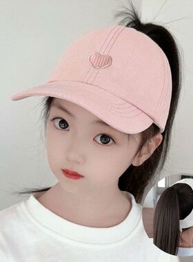 韩国ins蝴蝶结女童棒球帽马尾帽女孩儿童遮阳鸭舌帽子百搭防晒帽